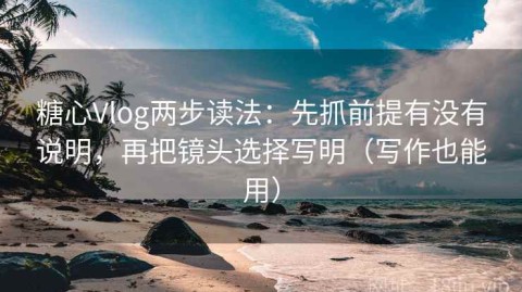 糖心Vlog两步读法：先抓前提有没有说明，再把镜头选择写明（写作也能用）