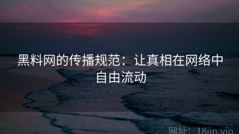 黑料网的传播规范：让真相在网络中自由流动